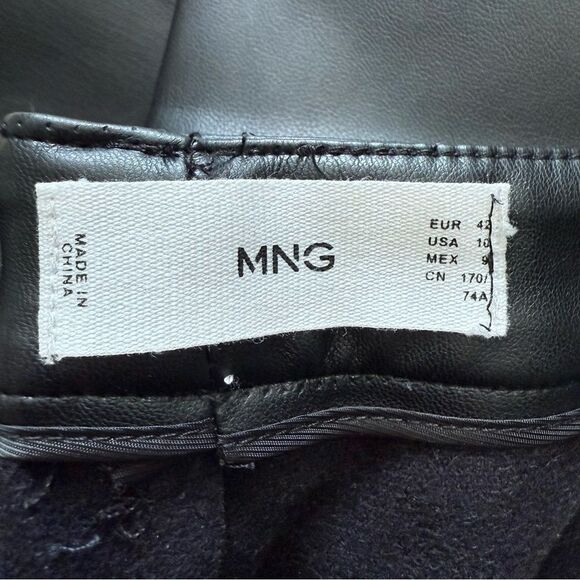 MANGO EUC Faux Leather Straight Leg Trousers Pants Black Size 10 - Picture 9 of 11